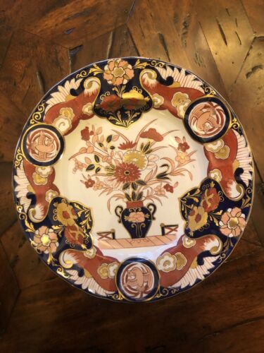 Ashworth Bros Masons Ironstone Imari  Plate Fence Vase & Dove 10-inch