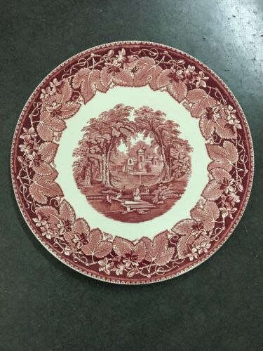 MASONS IRONSTONE PINK VISTA LARGE ROUND FLAT CAKE PLATE 12 1/2”