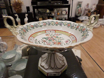 Large Mason's Patent Ironstone China Compote with Scrolling Handles c1825