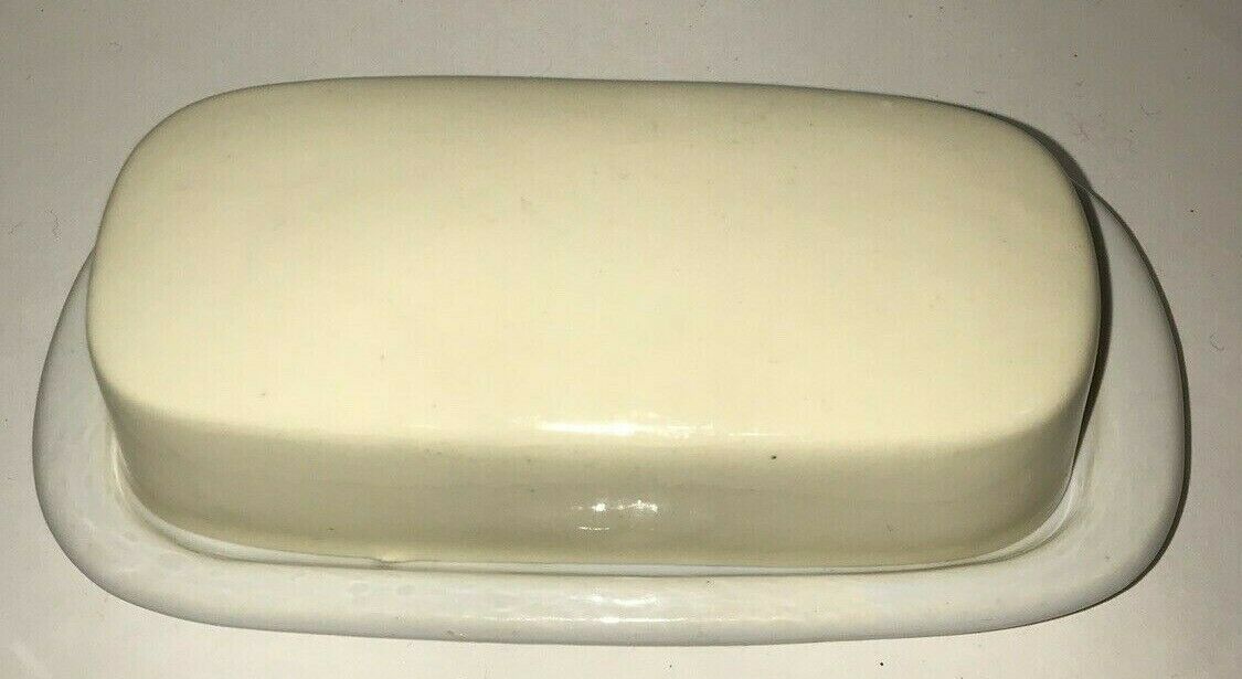 Vintage McCoy Butter Dish Beige White USA