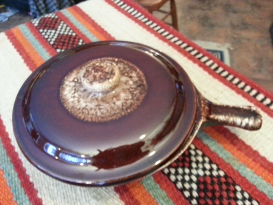 McCoy Brown Drip Kathy Kale Ceramic Serving Dish w/ handle & cover, collectible