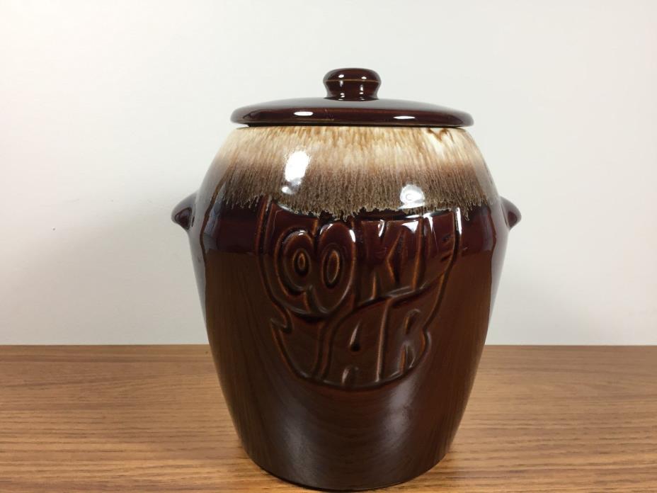 Vintage McCoy USA Pottery Cookie Jar Brown Drip Glaze 7024 Excellent