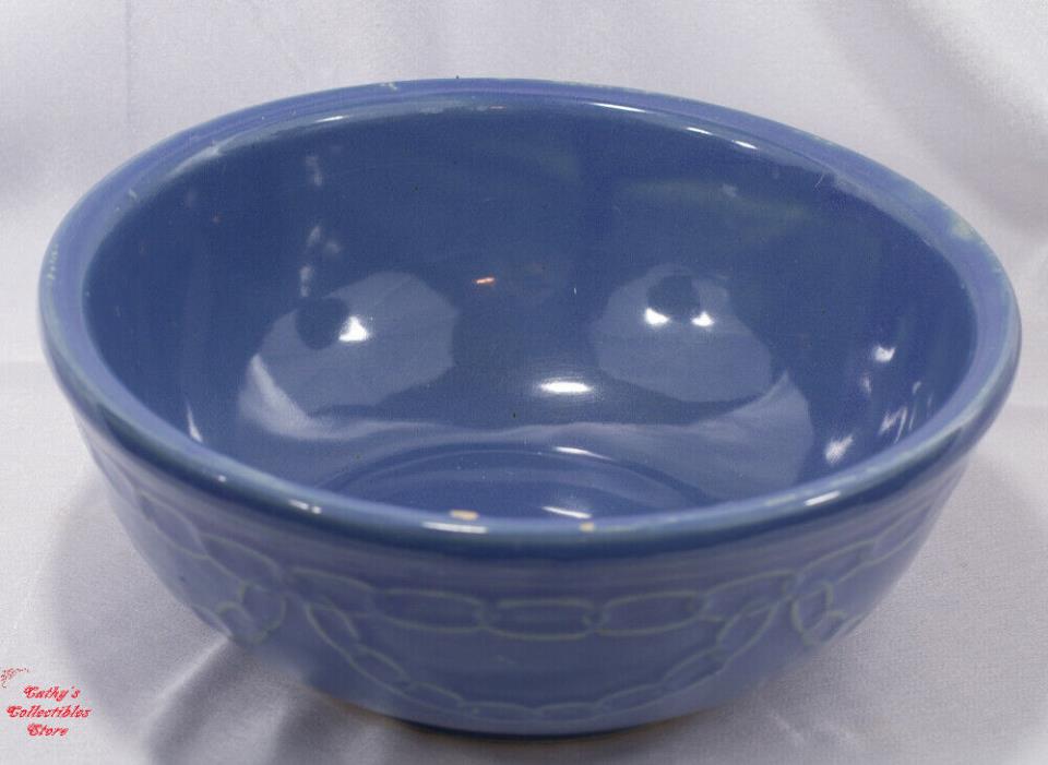 Vintage  McCoy Blue Mixing/Serving Bowl With Chain Link Pattern Marked USA
