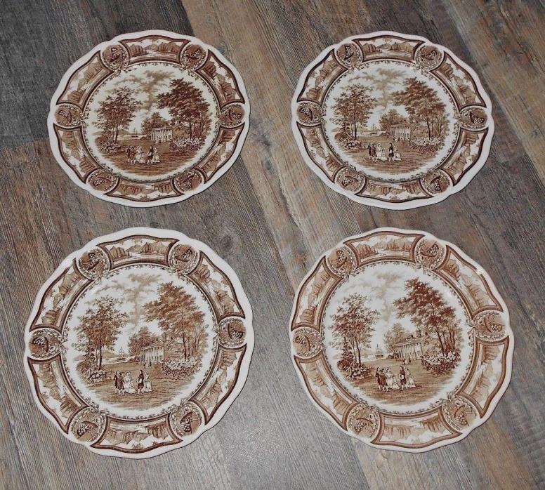 4 Dinner Plates in Americana Brown by Meakin J & G 10 1/2