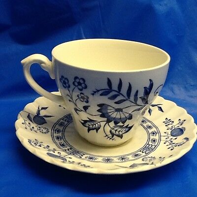 J G MEAKIN tea cup & saucer set BLUE NORDIC vintage blue white china EXCELLENT!!