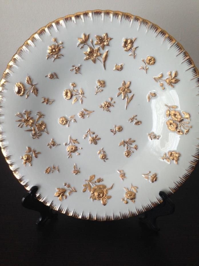 Meissen Porcelain Gold Leaf & Floral High Relief Raised plate
