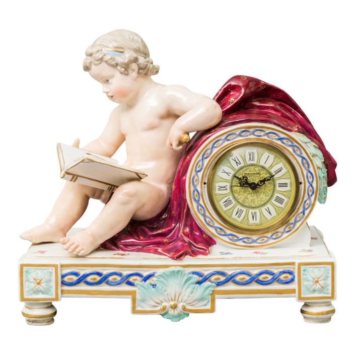 Amazing MEISSEN Pendule with Putto, 19th century