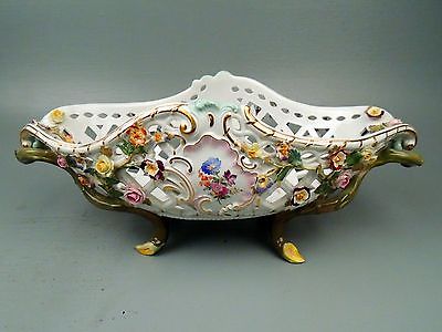 19th Century Meissen Porcelain Floral Encrusted Ptd Centerpiece Basket - DH PC
