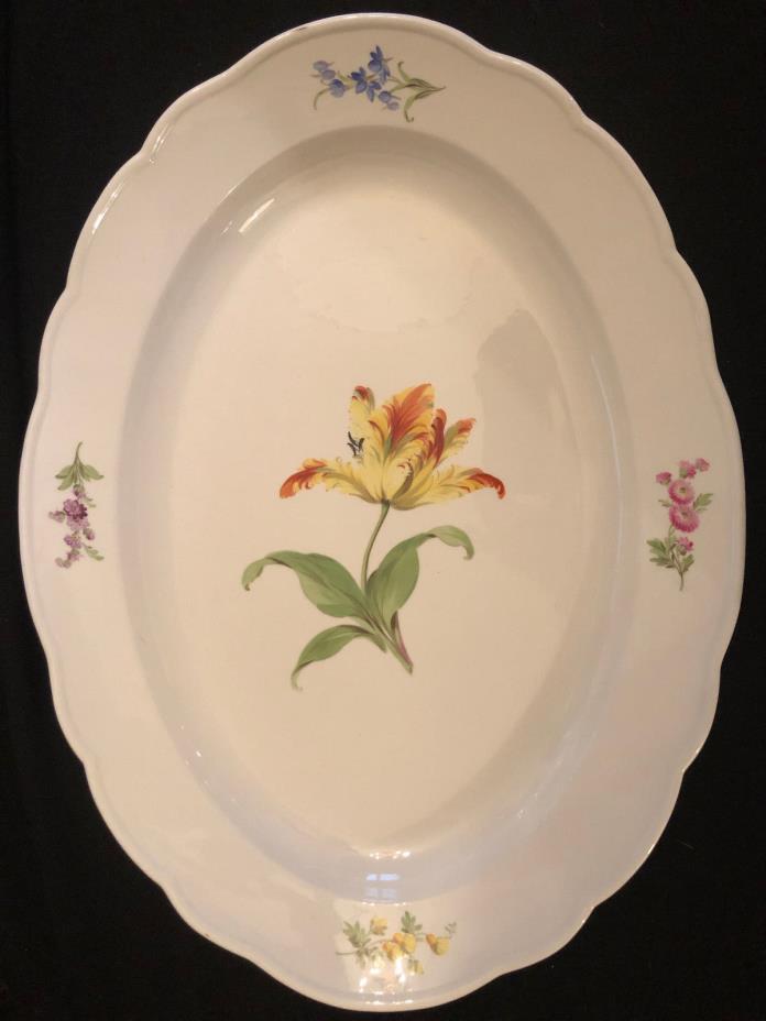 Antique Meissen Extra Large Oval Serving Platter Floral Pattern 22 x 16.5