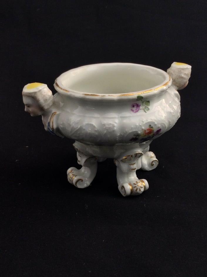 Antique Meissen porcelain footed salt