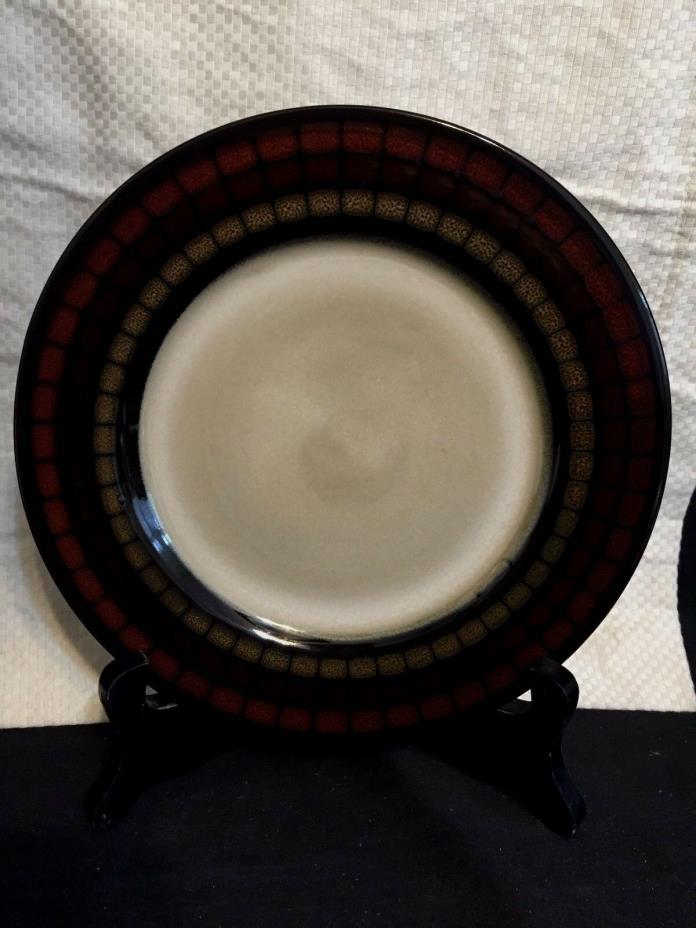Mikasa Isili Red Salad Plate, Rust and Brown Rim, Beige Center