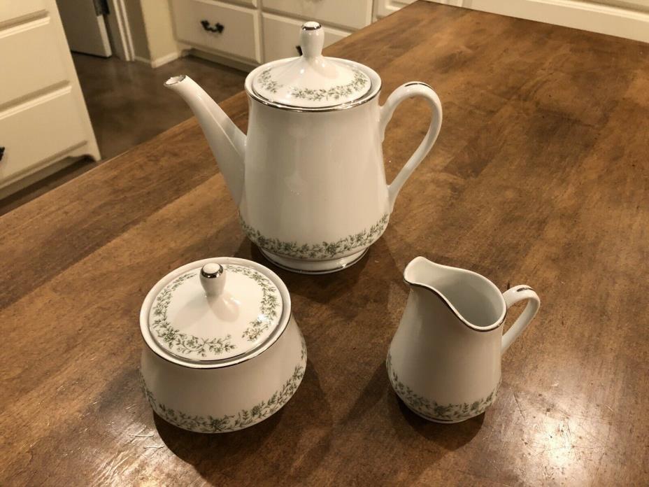 Mikasa Fine China G9059 Montclair Coffee / Tea Pot Sugar and Creamer Set