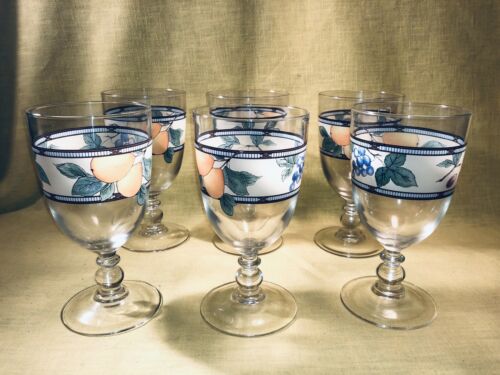 Set of 6 Glassware Goblet Wine Glasses Iced Tea Garden Harvest by MIKASA 14 oz