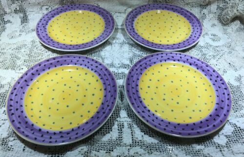 (4) Mikasa Forte Collection “Bistro Forte” 9 1/4Salad Plates Purple/Yellow L5745