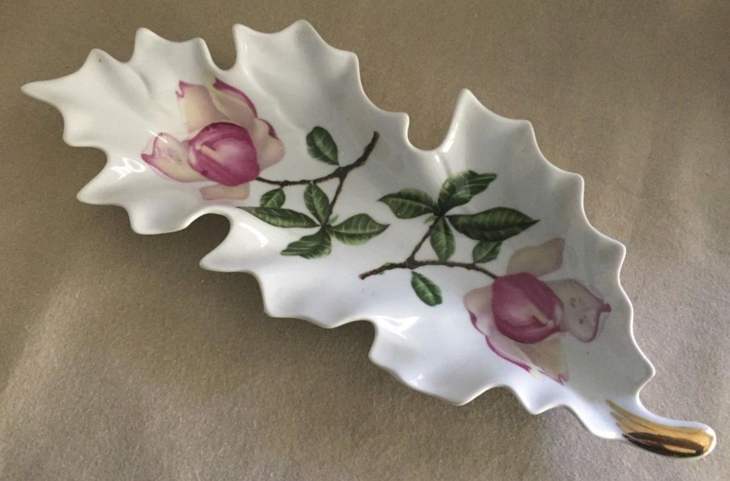 Mitterteich Bavaria Leaf-Shaped Floral Relish Trinket Dish Bowl