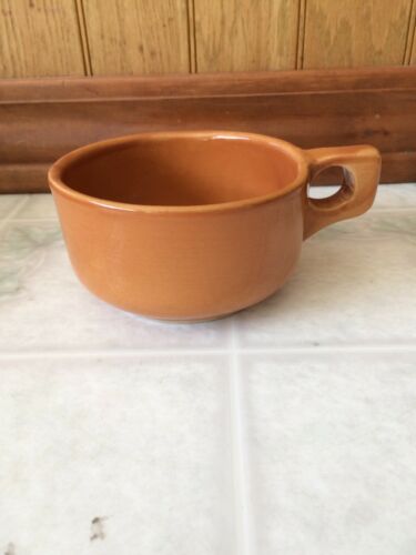 Vintage Western Stoneware Pottery Orange Soup Mug Cup Bowl WS Maple Leaf 3004