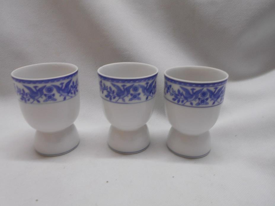3 vintage blue & white Royal Sometuke Nippon egg cups