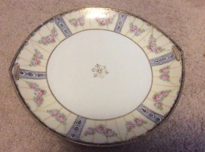 Hand Painted Nippon China Platter Gold Trim Pink Roses