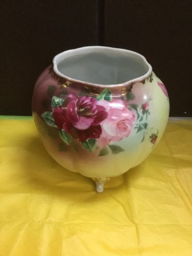 Vintage Nippon Footed Vase with Floral Design