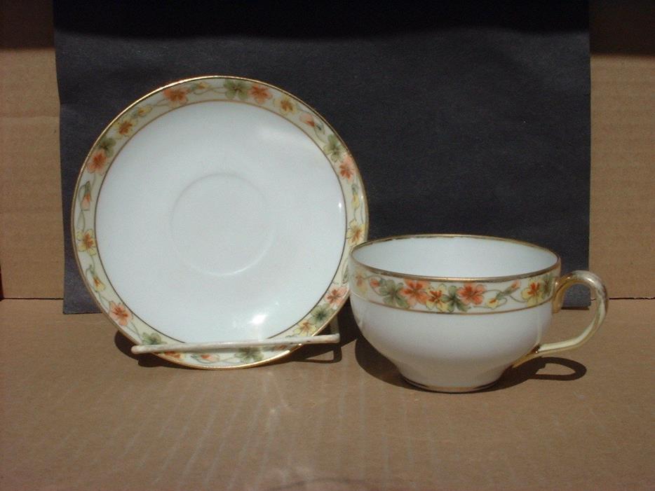 Nippon Hand Painted Cup & Saucer-Floral Design