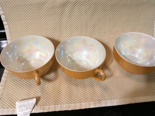 Set Of 3=vintage Hand Painted Pearl Gold noritake coffee tea cup