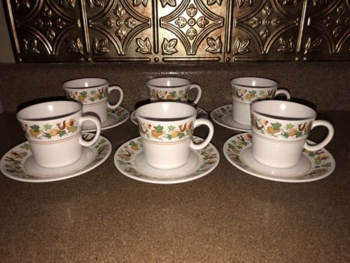(6) Noritake Progression HOMECOMING Cups and Saucers EXCELLENT