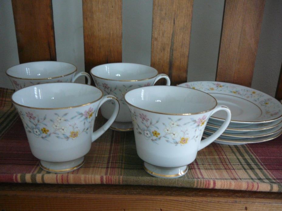 (4)  Noritake Delevan Cups & Saucers-Excellent Condition!  Pattern 2580