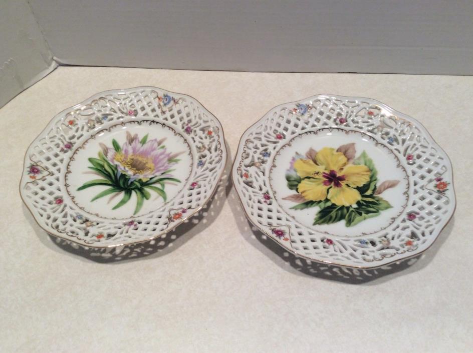 Vintage Occupied Japan PAIR flowered plates- Rossetti