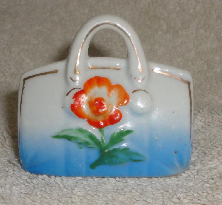 Vtg Occupied Japan Purses Miniature 1945 to 1952 politician ceramic hand bag