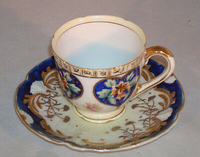 Demitasse Tea Cup & Saucer Hand Painted Made in Occupied Japan