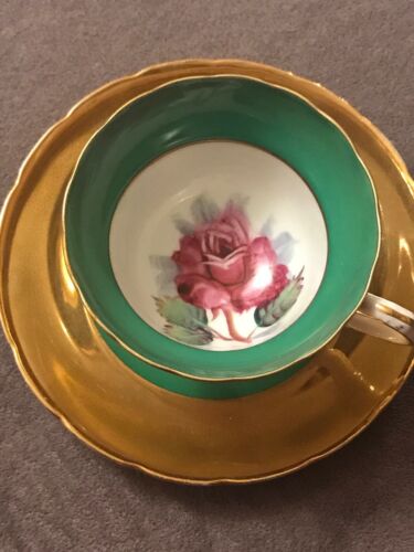 HUGE Red Cabbage Rose Thick Gold Cup And Saucer Made In Japan 1# Quality Rare