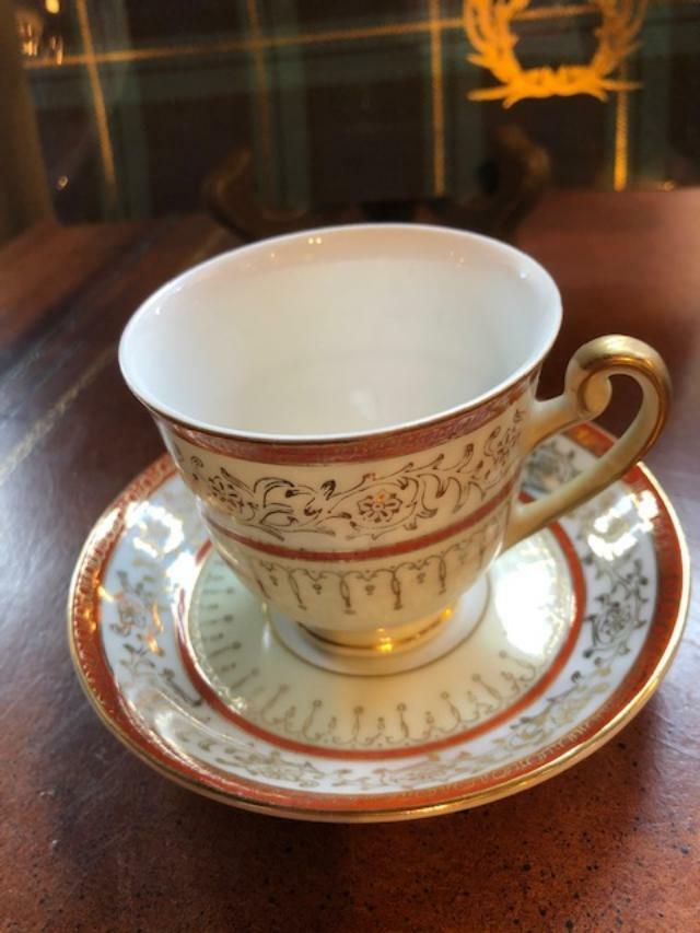 Regal China Burnt Orange and Gold Demitasse Cup and Saucer Made In Occupied Japa