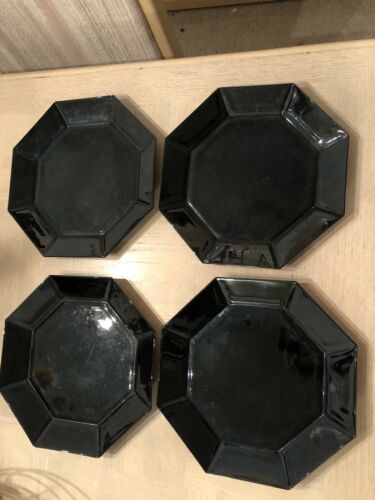 4 ARCOROC OCTIME Black Glass Octagon 10.5