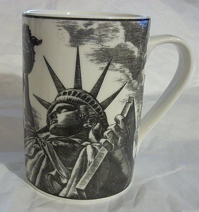 222 Fifth Fine China Mug Cup MISS LIBERTY Slice Of Life Black & White