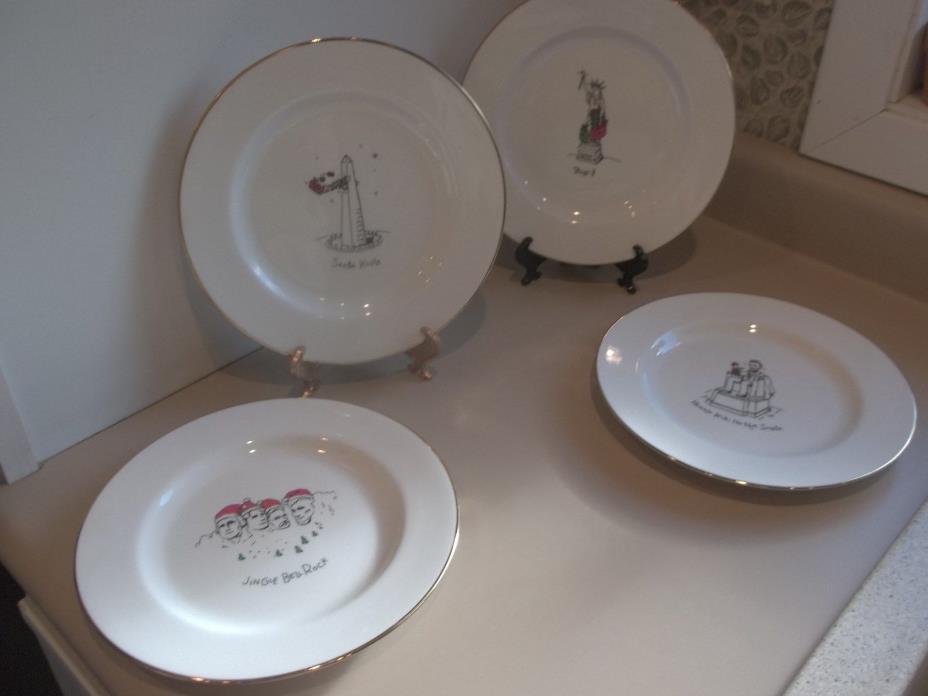 Merry Masterpieces Christmas Plates (4) 8 1/4