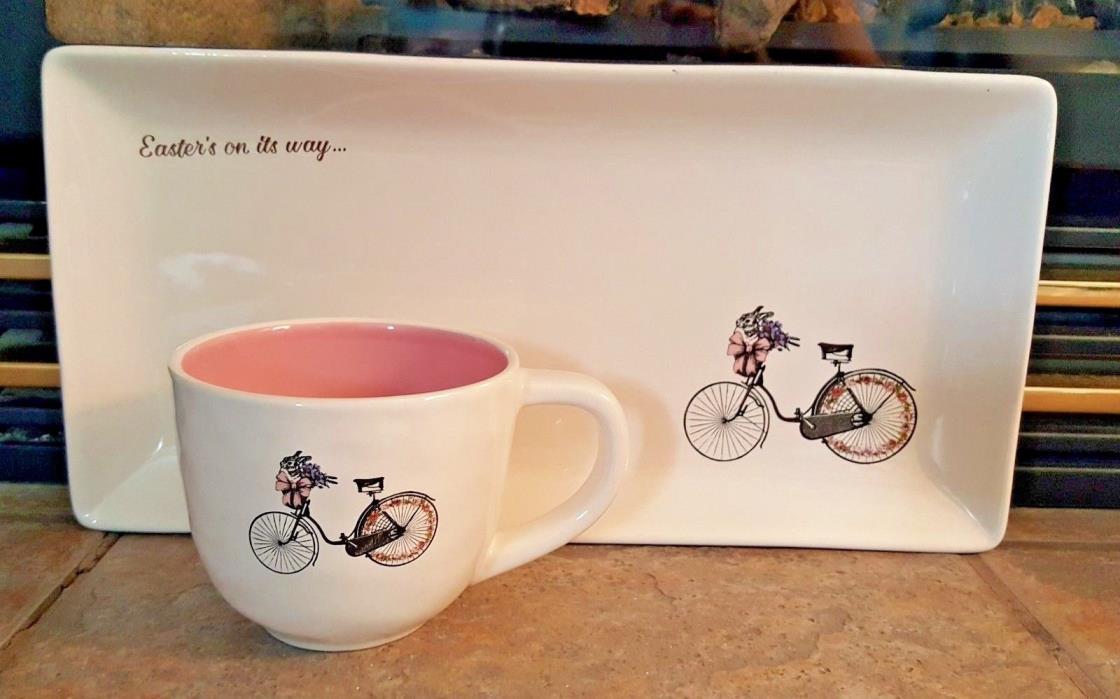 New MAGENTA EXCLUSIVE Bicycle Easter Bunny Flowers Basket Mug & Tray 2015