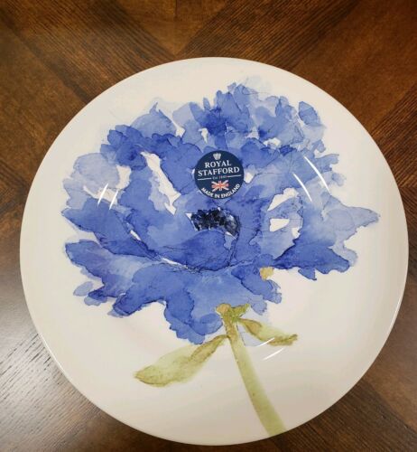 NEW (4) Royal Stafford BLUE POPPY Flowers Salad Plates Spring Home Decor