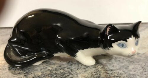 Vtg Rare Great Britain Black White Cat Kitten Figurine No. 4 England