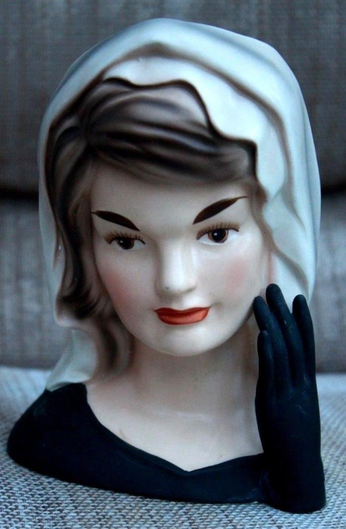 JACKIE KENNEDY HEAD PLANTER IN MOURNING OF JOHN KENNEDY 1964 INARCO VERY NICE