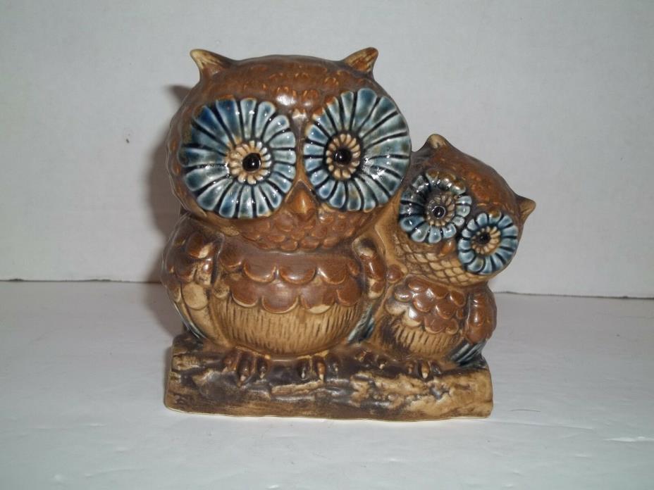 Vintage Relpo 2058 Japan Double Owl Figurine Planter Trinket Dish Head Vase Cute