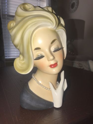 Rare, Vintage Lady Head Vase, Enesco