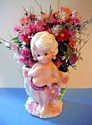 JAPAN / Relpo / Beautiful Cupidon Daisy Vase with original flowers