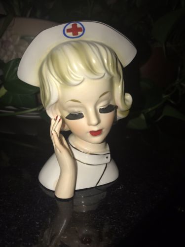 Vintage Nurse Head vase, 5” Authentic !