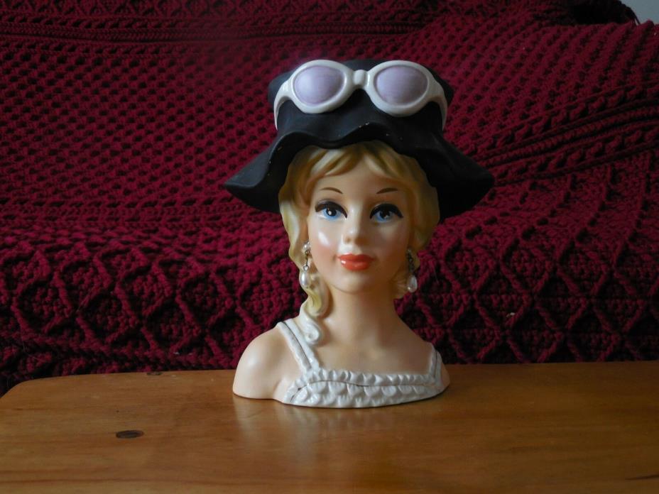 Lady Head Vase  Young Girl w/Sunglasses Royal Crown 3411 RARE