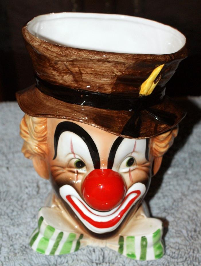 Vintage 1965 Funny Ceramic REPLO Clown Head Vase/Planter # 5598