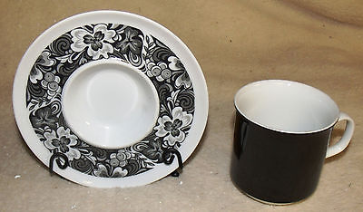 sango la scala cup saucer and royal prestige montego cup black,white,gray japan