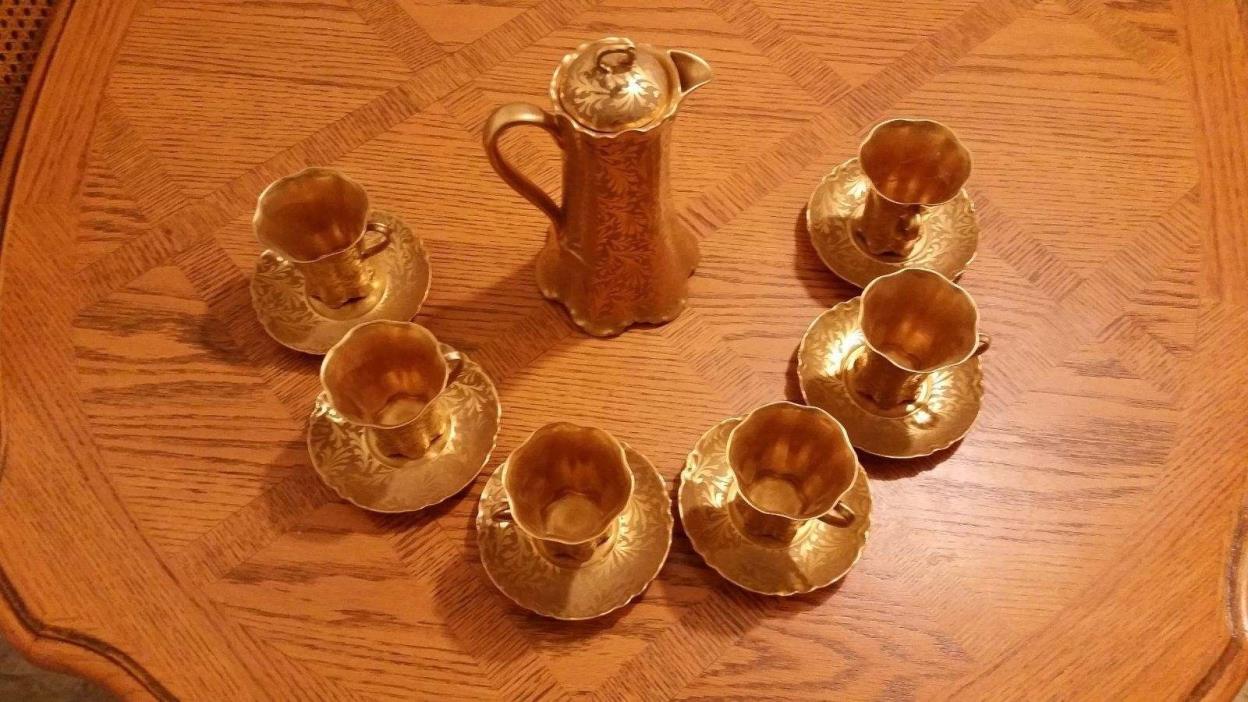 Jesse Dean - 1865 - Gold Decorated French Porcelain Tea Coffee Chocolate Set