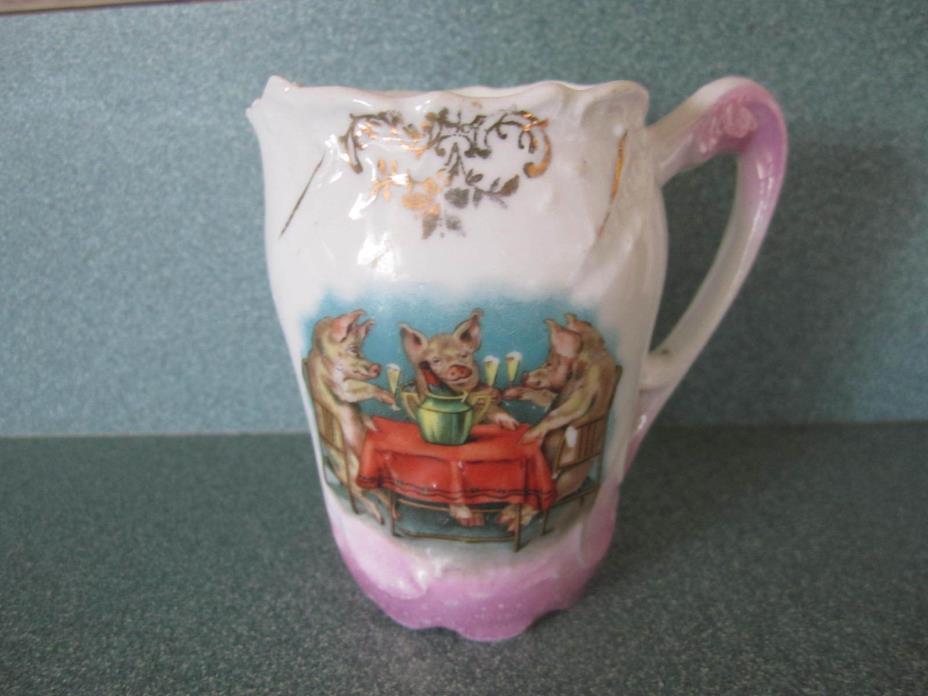 Vintage Porcelain Creamer  Pigs Design