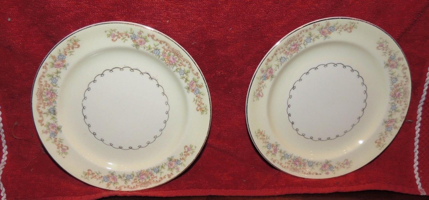 Set of 2 Paden City Pottery DUCHESS Pattern Bread Plates 6-3/8 Inches