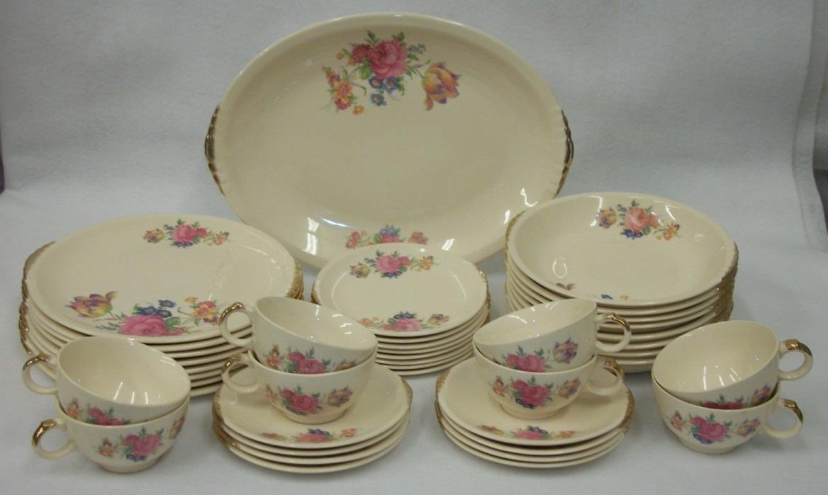Vintage Paden City Pottery Rosalee Dinnerware China Service for 8 plus Platter